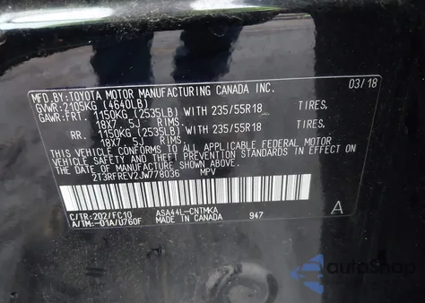 2018 Toyota Rav4 Adventure from USA, damaged, VIN 2T3RFREV2JW778036